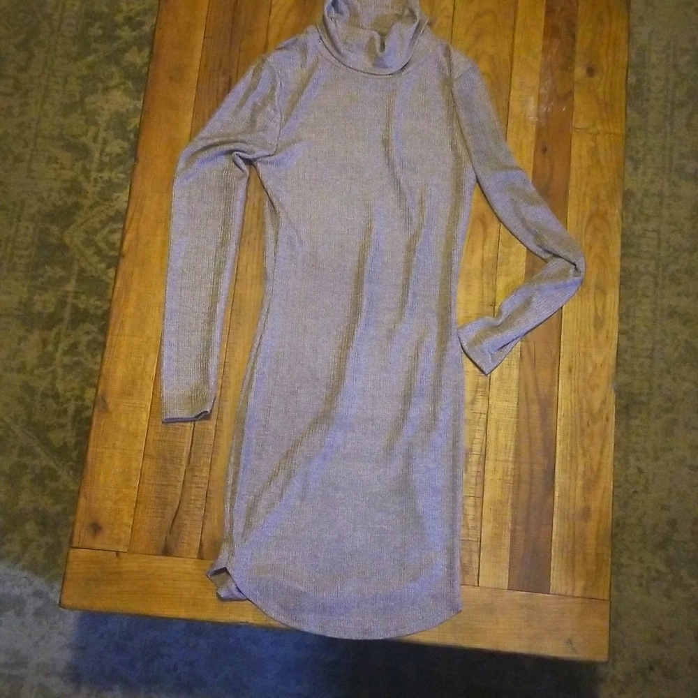 Taupe stretchy turtleneck dress